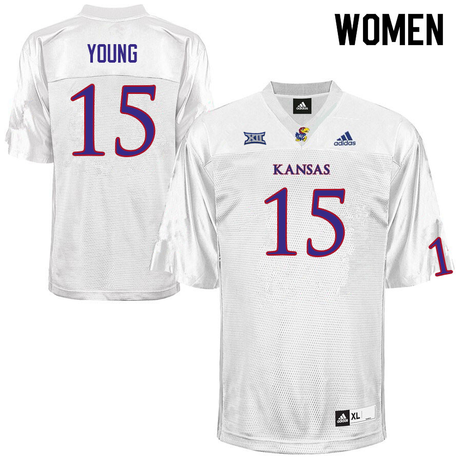 Women #15 Craig Young Kansas Jayhawks College Football Jerseys Sale-White - Click Image to Close